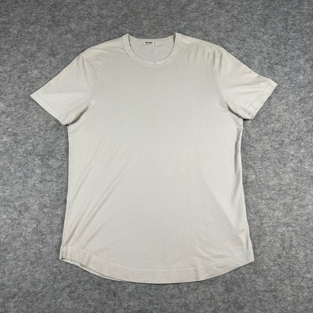 Buck Mason T-Shirt Mens Medium Gray Curved Hem Cotton